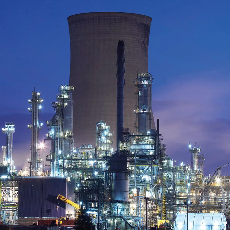 A petrochemical processing plant in Saltend at night
