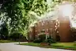 The exterior of the Brynmor Jone library bathed in sunlight