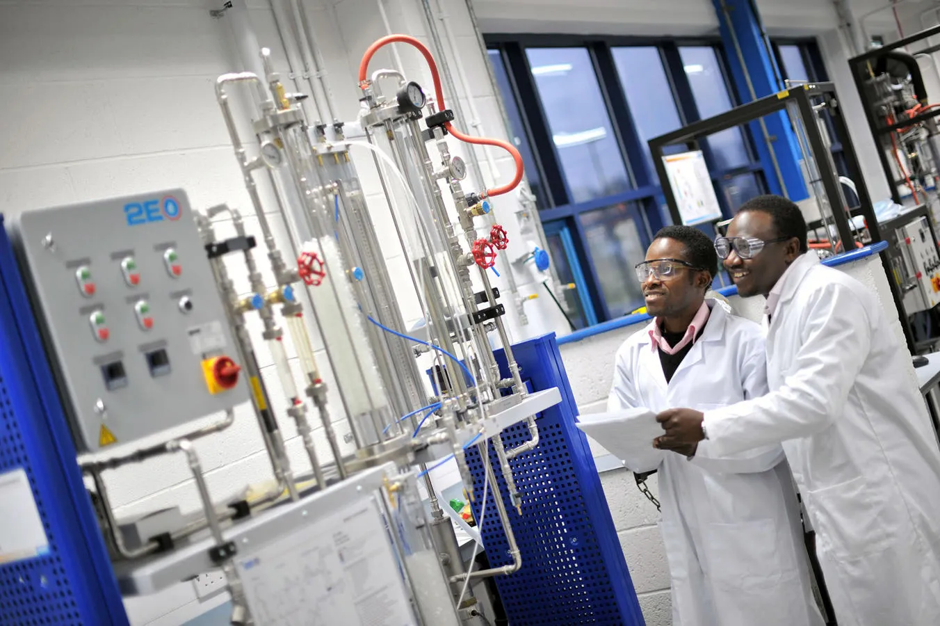 Engineering students in a lab