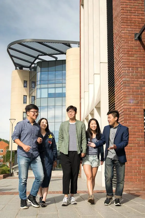 Chinese Students outside Library and Allam Medical Building