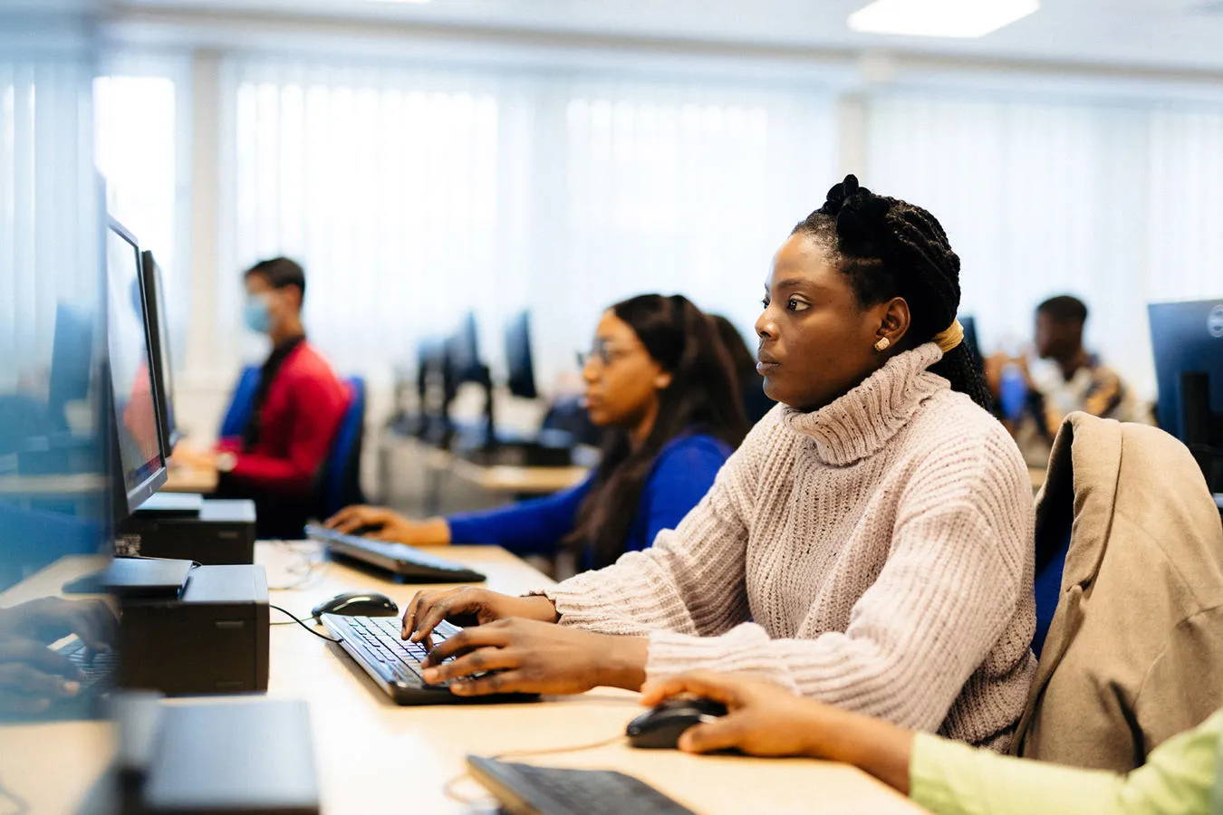 Students working on PCs