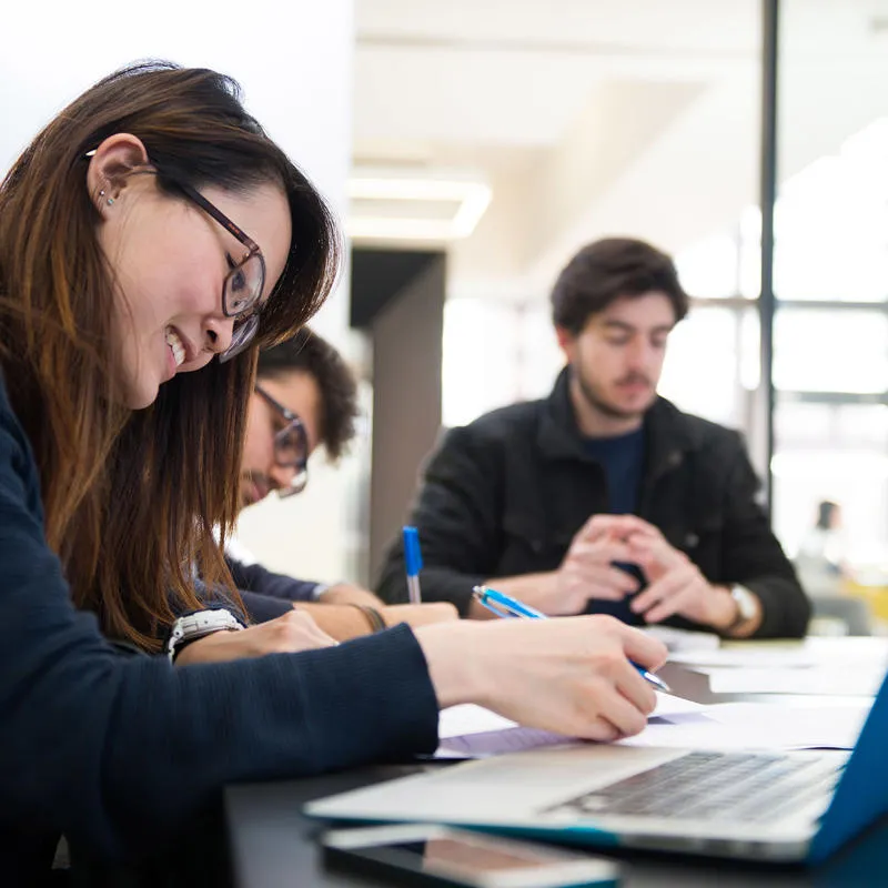 Education students working on laptops in the Brynmor Jones Library