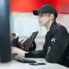 Design student using computer in the design suite