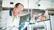 Researcher in chemistry lab