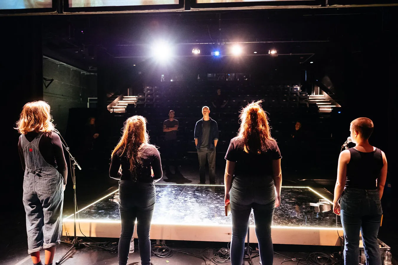 students on stage