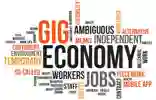 Word image with the focus words gig, economy, jobs
