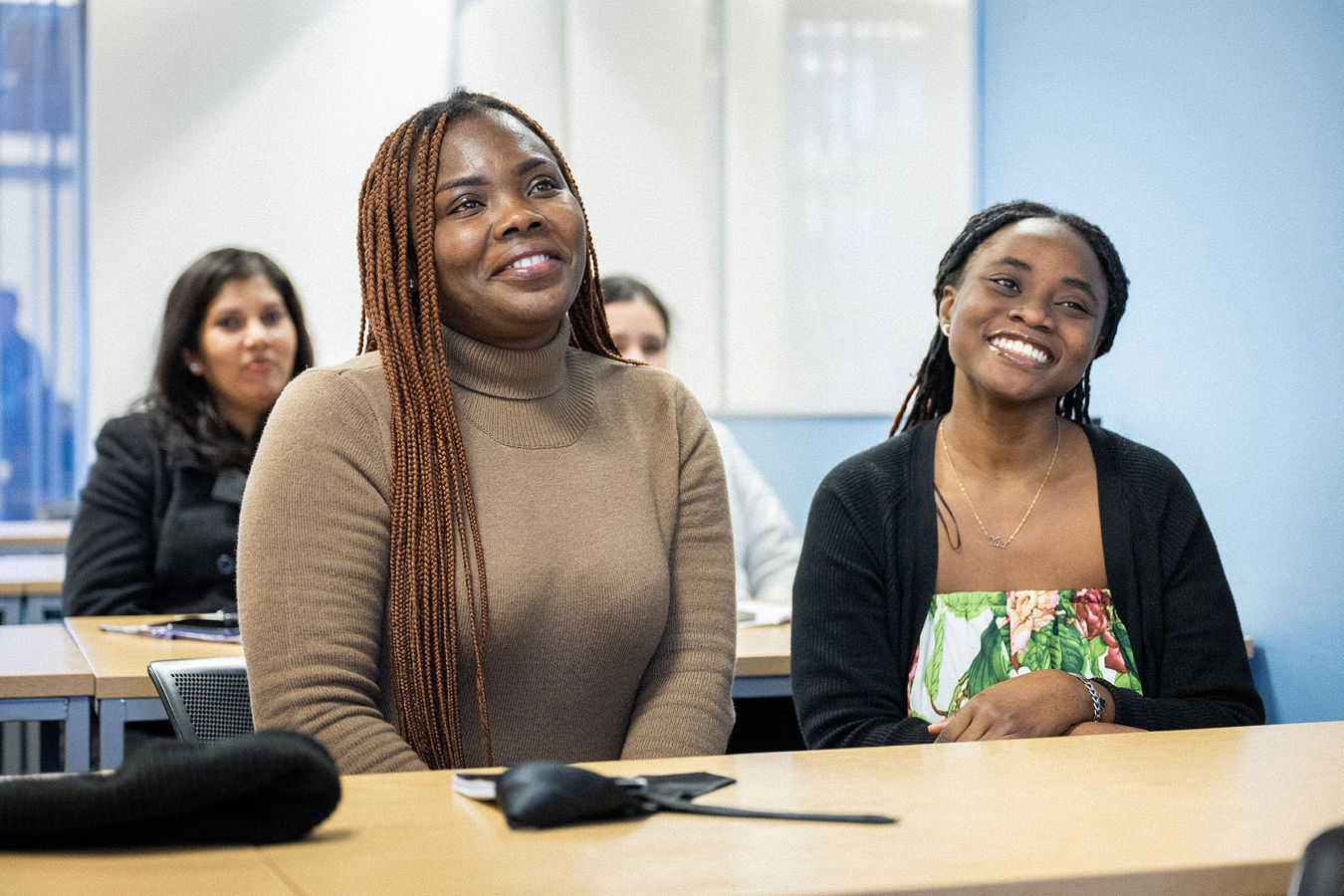 Two students in a Coaching and Mentoring in Education class at the University of Hull.