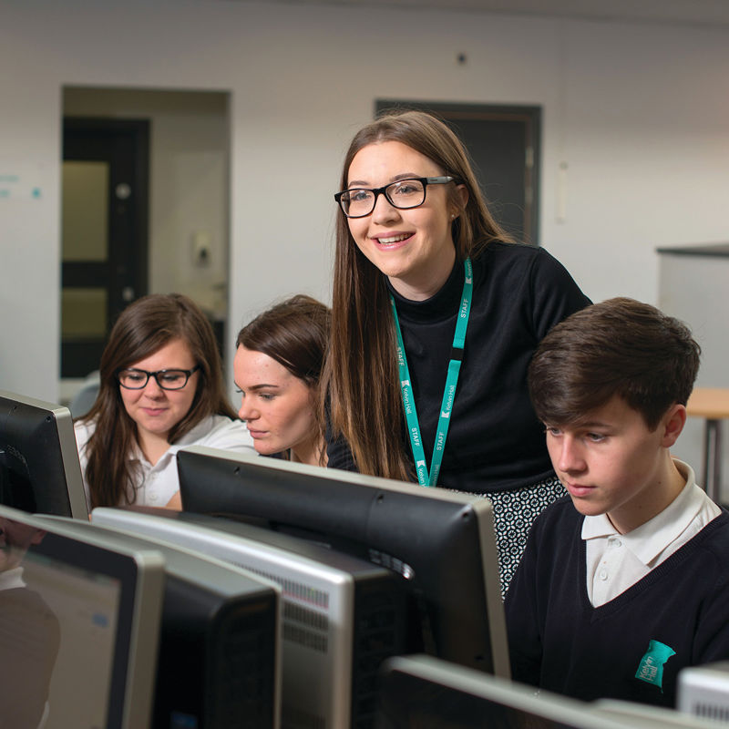 Teacher and students at Kelvin School