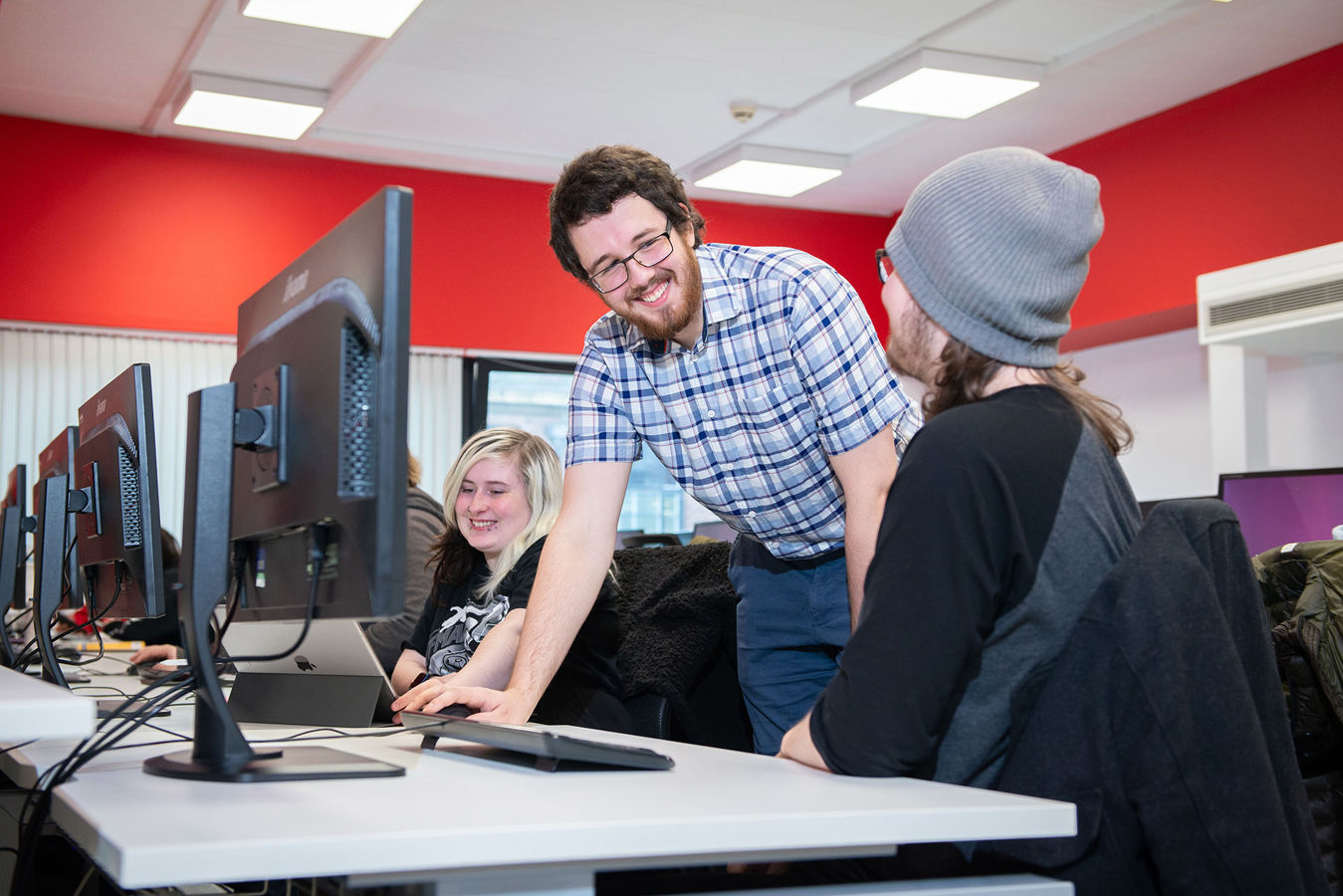 Lecturer helping student