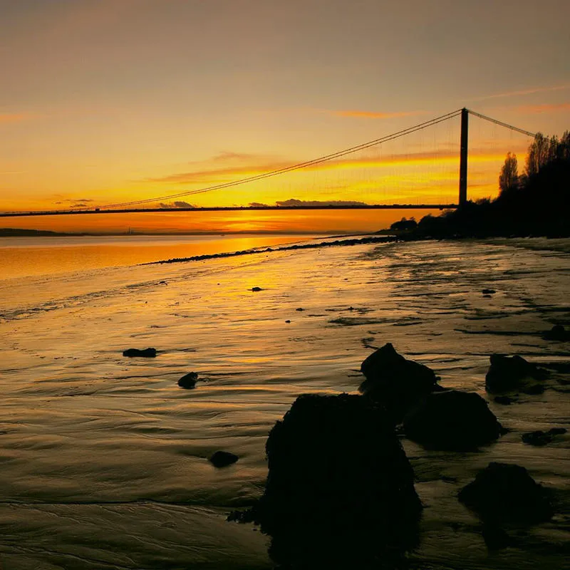 Mudflats in front of the Humber Bridge