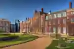 The exterior of the Wharfe building which is a classical style redbrick university building