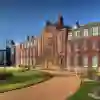 The exterior of the Wharfe building which is a classical style redbrick university building