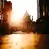 Hull city hall with the sun setting behind it's neo classical dome