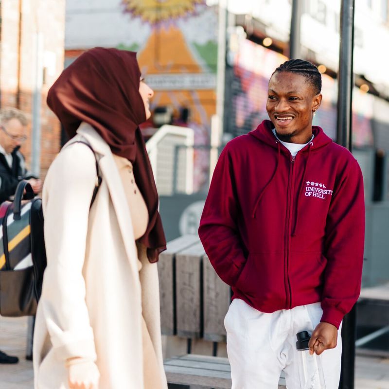 Two students enjoying Humber Street