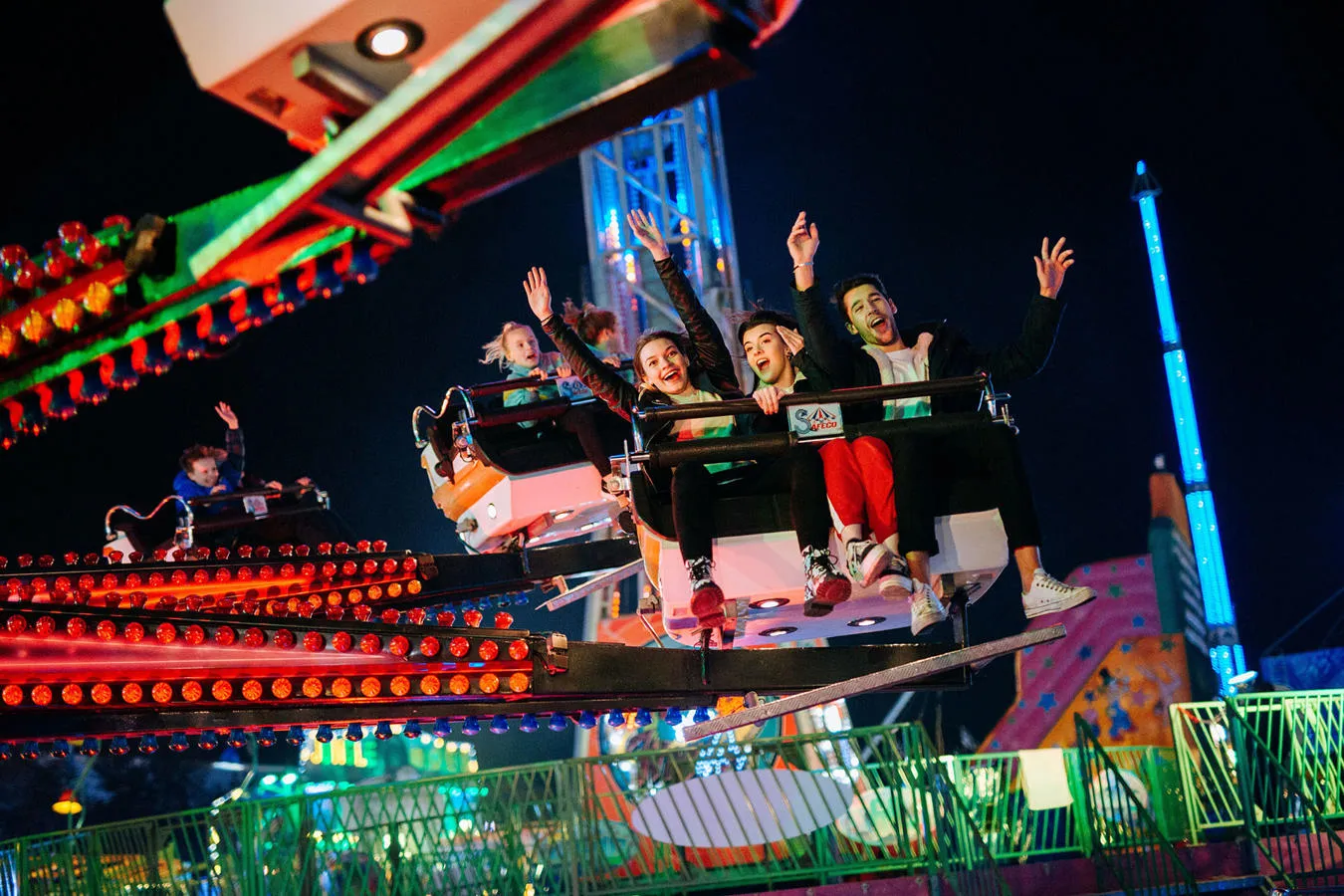 Waltzes ride at fun fair in Hull at nightime