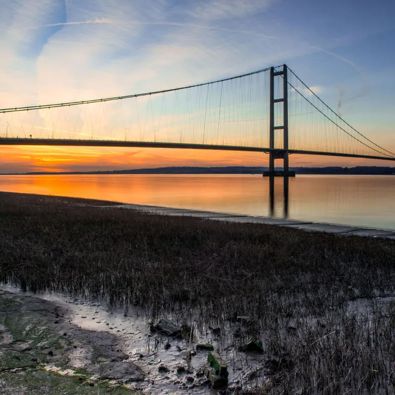 Humber bridge at sunset