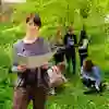 A group of Environmental Science students collecting samples in a wood