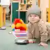 Toddler playing with toys