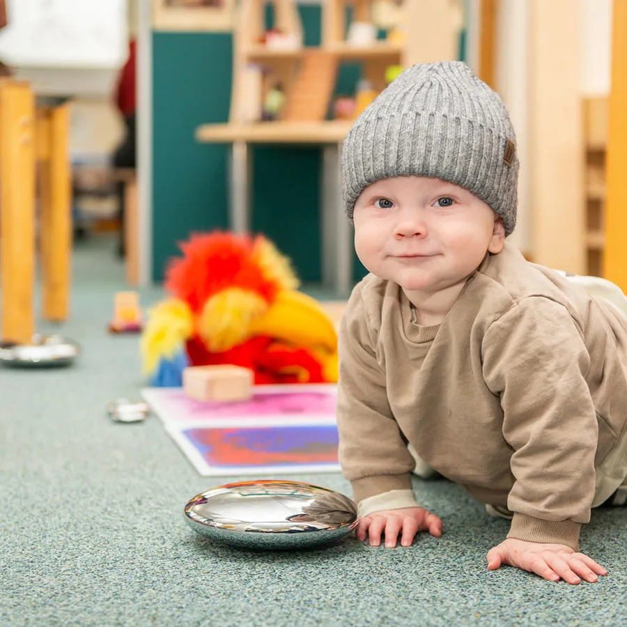 Toddler playing with toys