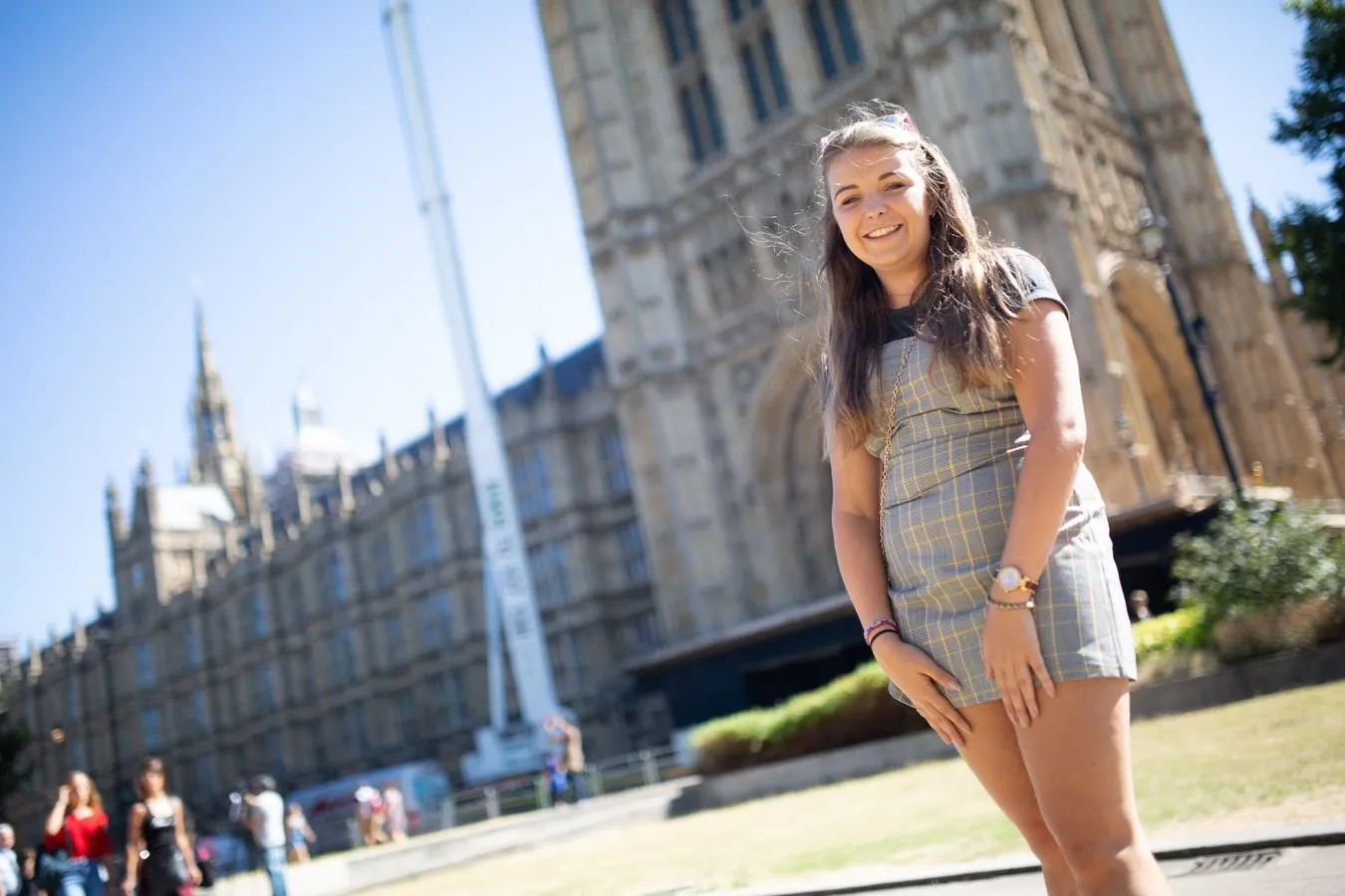 Politics student Lucy Dunwell standing outside Westminster