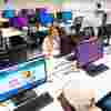 Students using computers in a PC lab