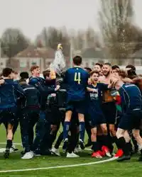 celebrations at the end of mens university football game
