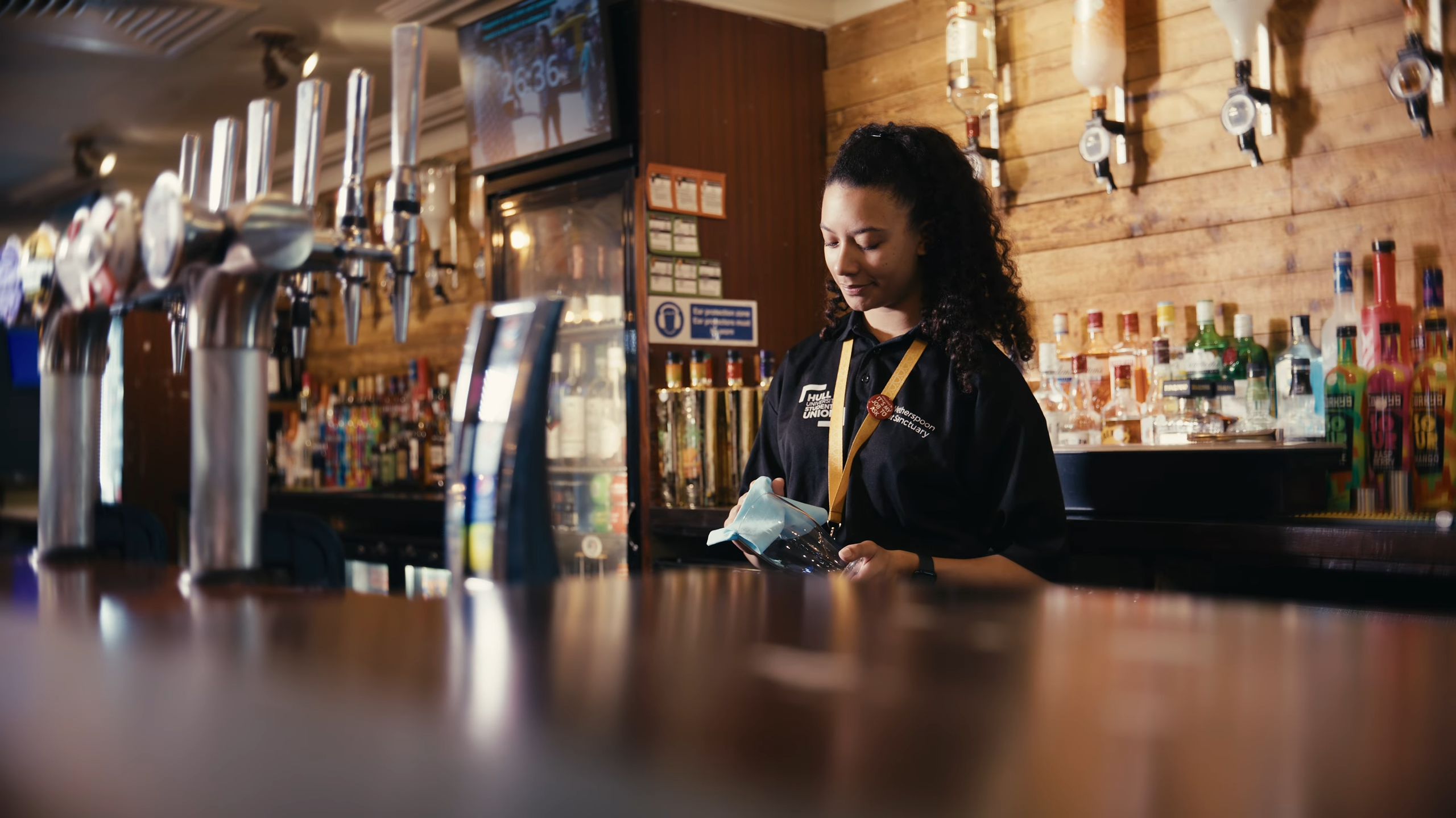 Mia working in Wetherspoon's on campus at the University of Hull