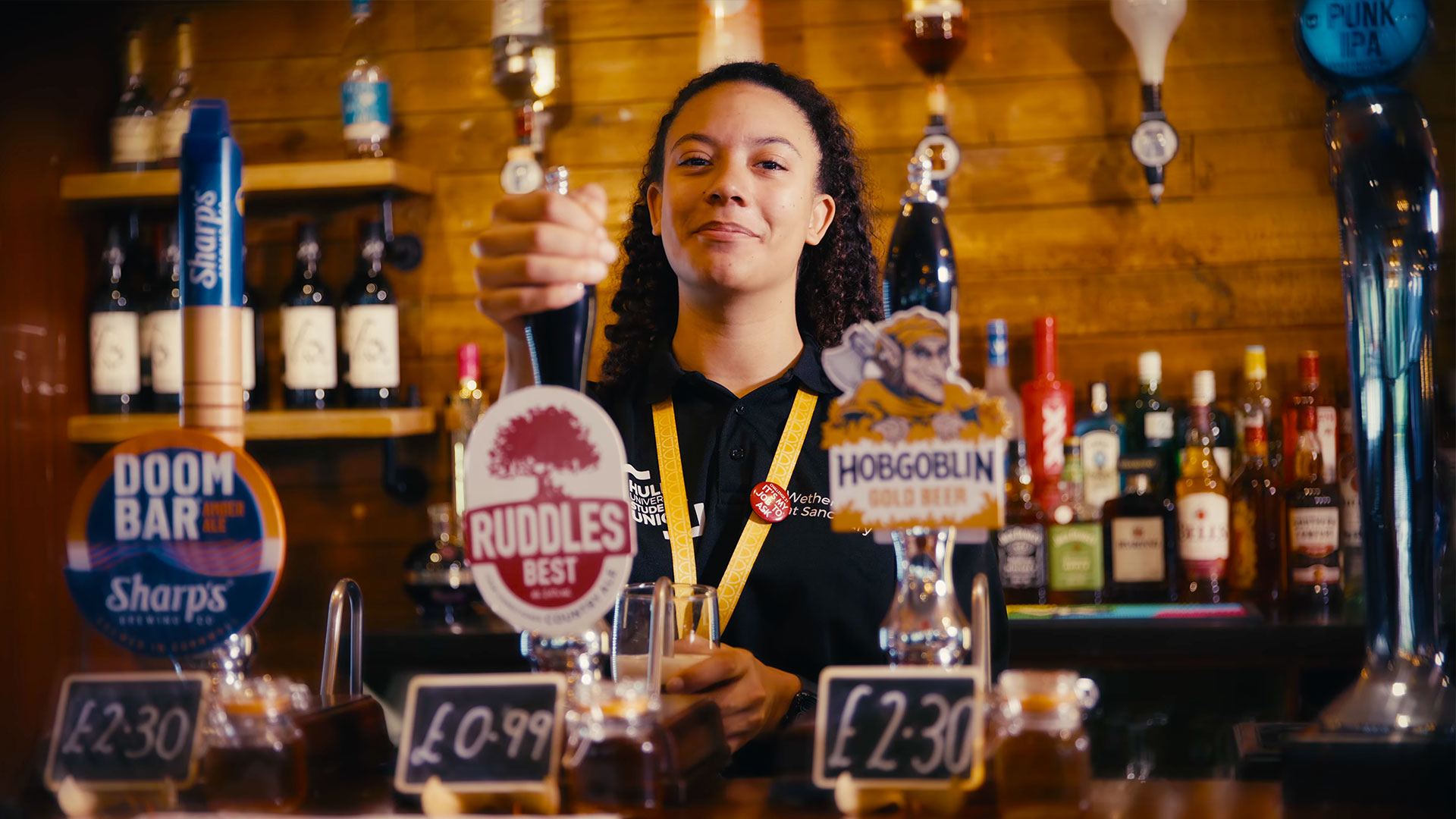 Mia working on campus at Wetherspoons