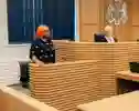 Students in a mock courtroom
