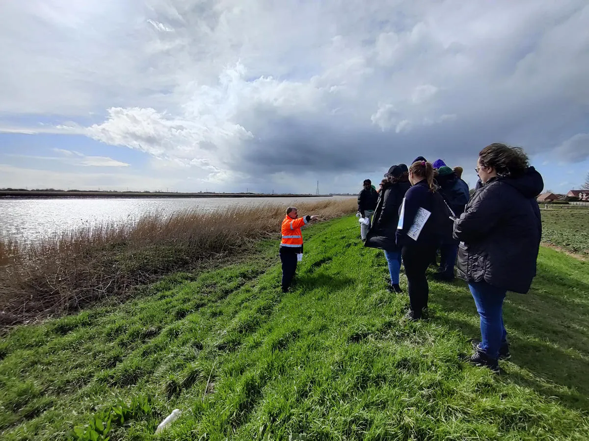 Environment Agency Officer talking to EEI team about Humber