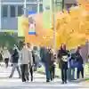 Students and parents walking around campus on an Open Day