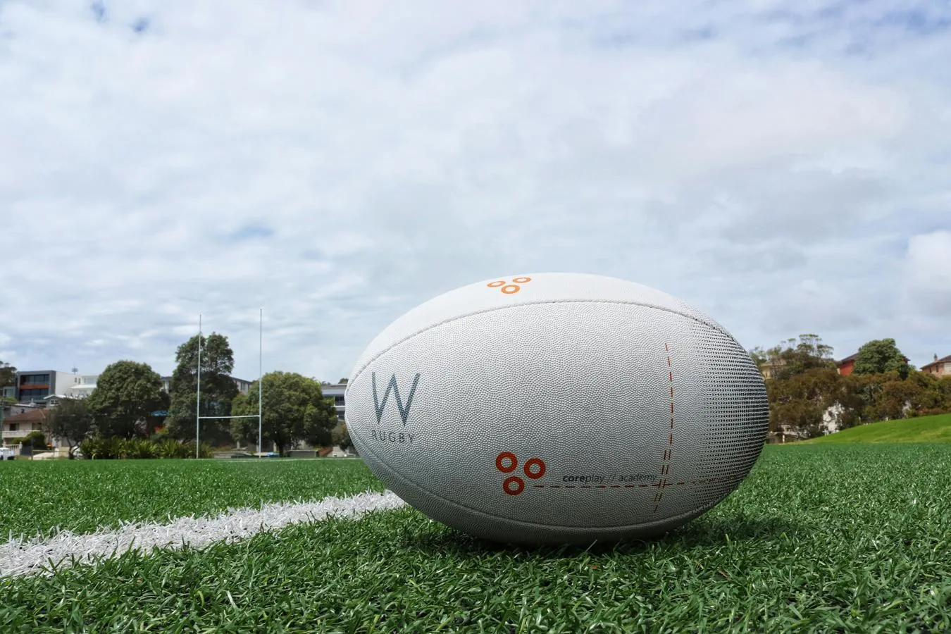 Rugby ball on a grassy field