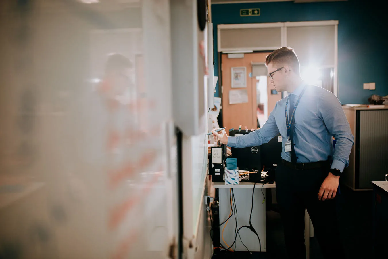 PGCE Science student using whiteboard