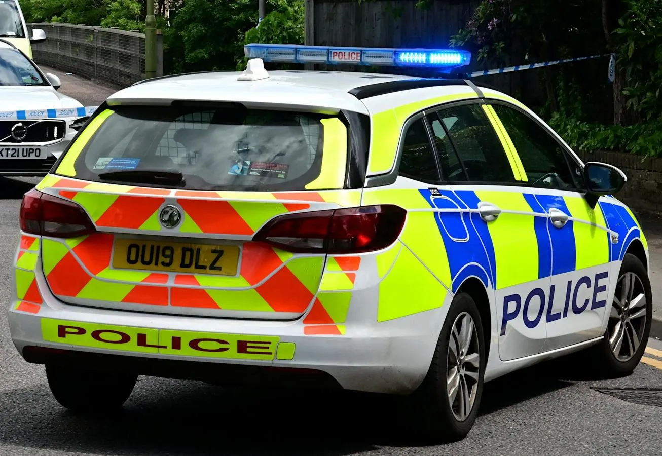 Police car with blue lights