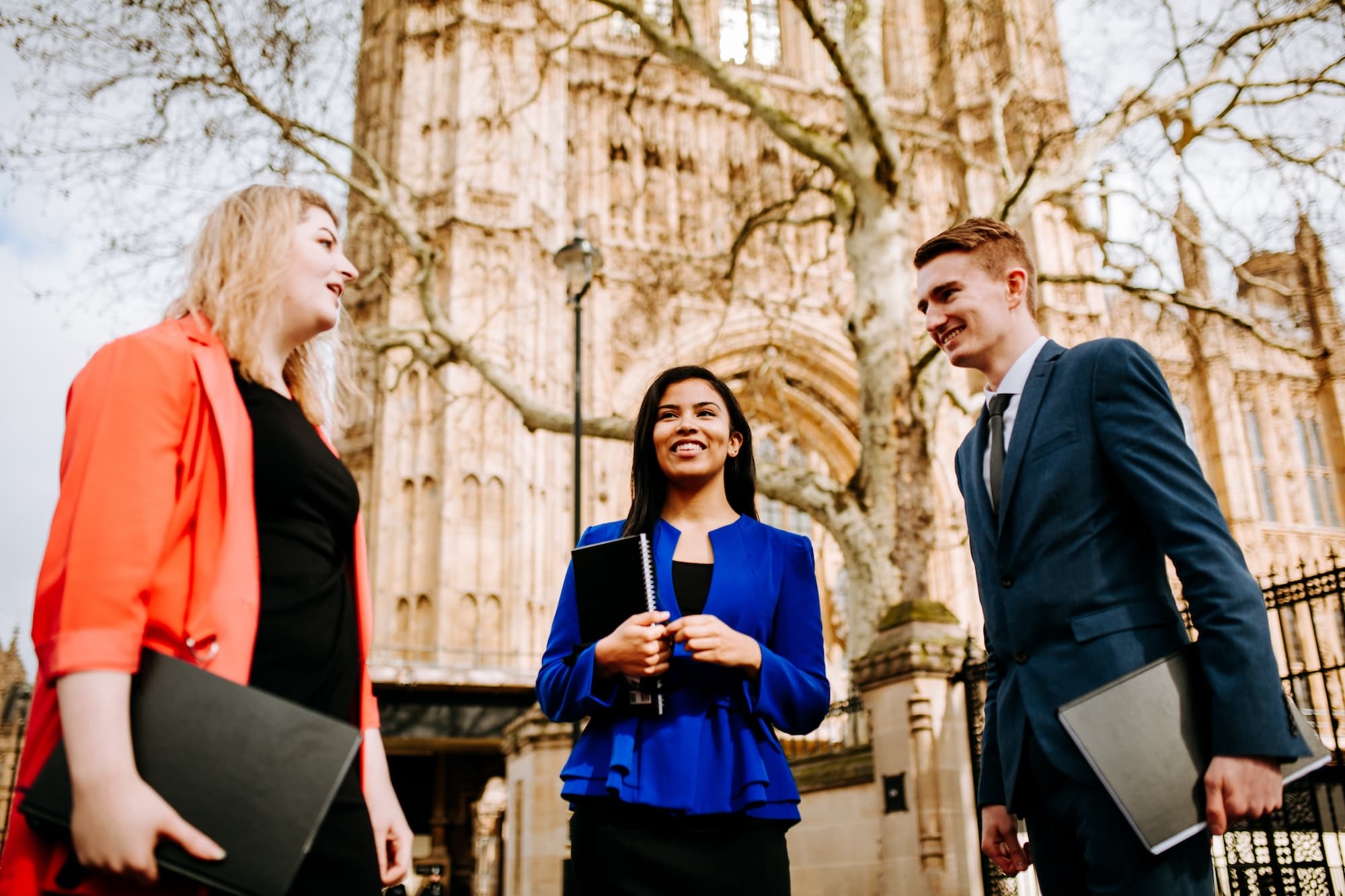 Politics students outside Westminster on placement