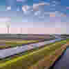 Aerial view of a wind/solar farm