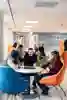 Students seated in the Business Lounge