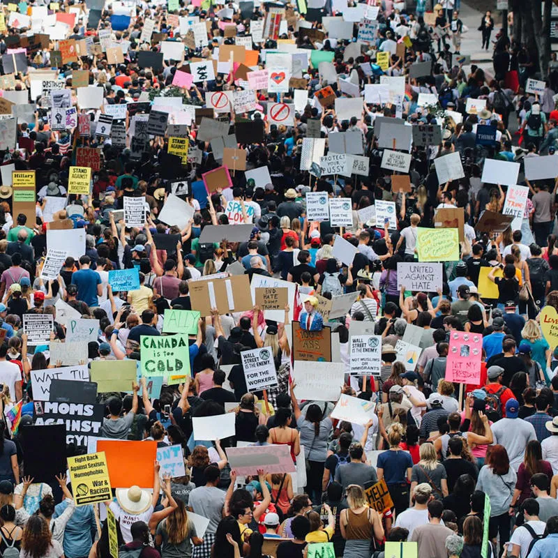 Aerial view of a protest