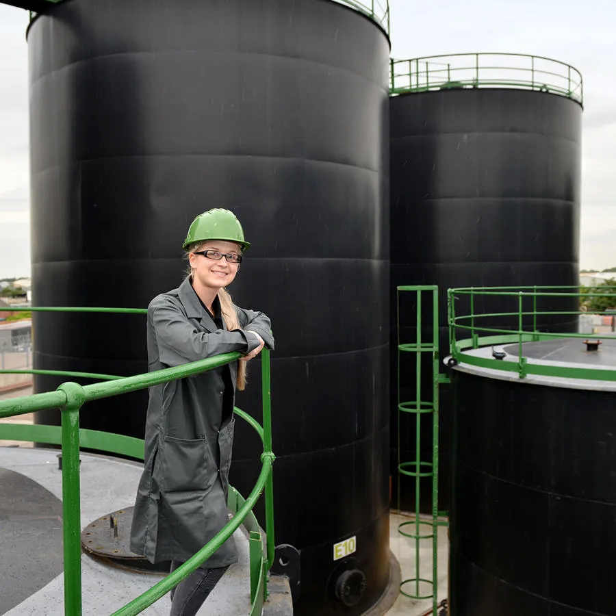 Engineer conducting health and safety visit at fuel storage facility