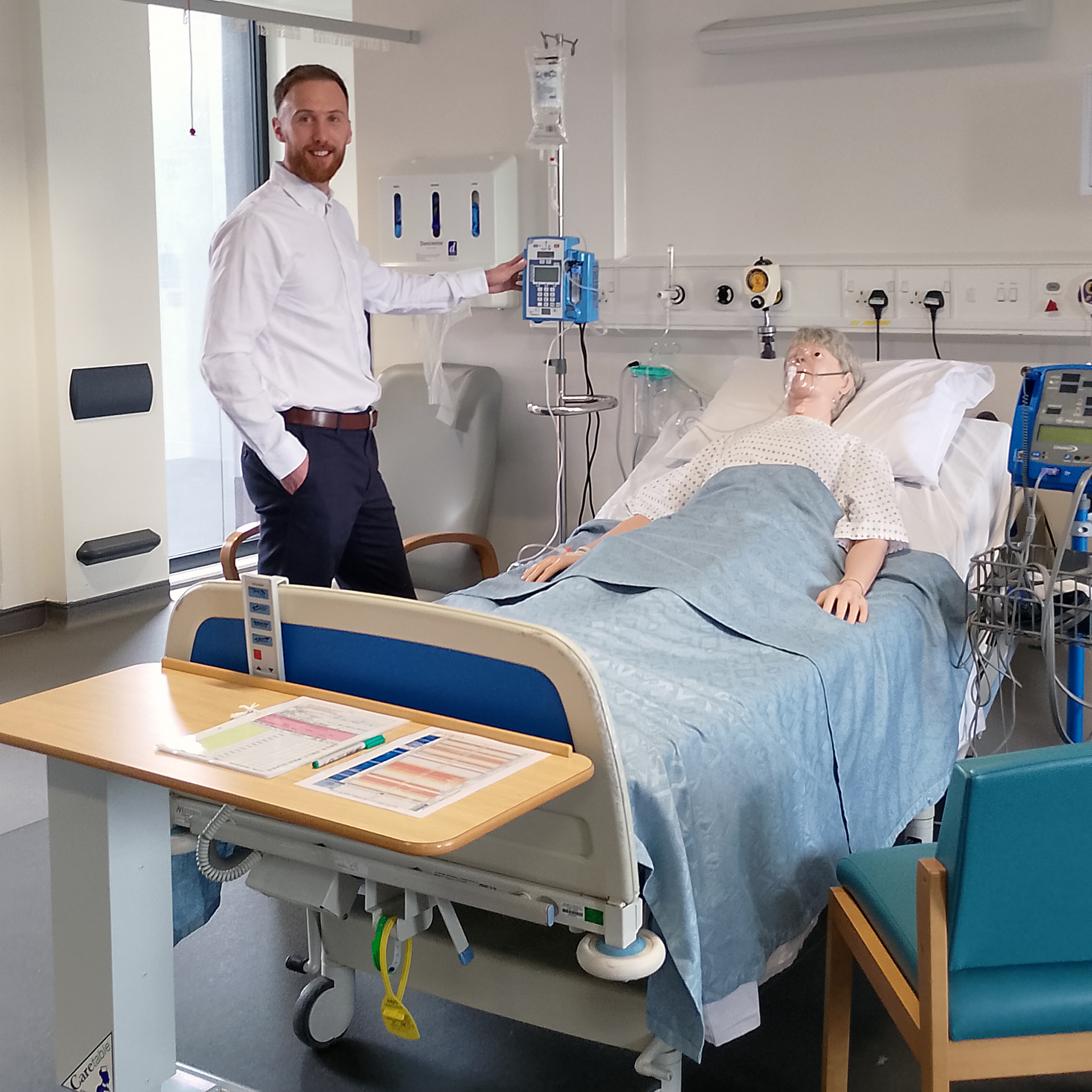 Reece Knight of Formara Consulting in the Allam Medical Building simulation ward Reece Knight of Formara Consulting in the Allam Medical Building simulation ward