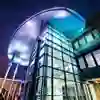 exterior of the student central building at night
