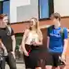 Students Chatting Outside The Courtyard