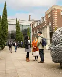 Students outside Hull University Business School