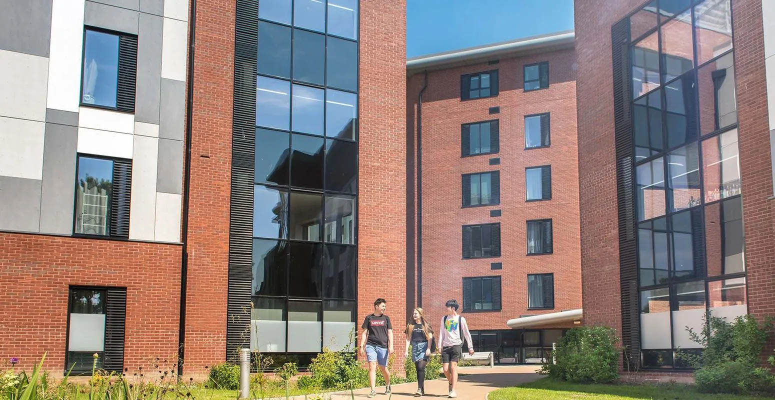 Students walking through The Courtyard
