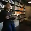 Student reading in the Courtyard Library
