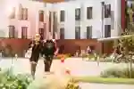 Students walking outside The Courtyard