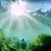 shallow water filled with lush grass and marine life, penetrated by the suns vibrant rays