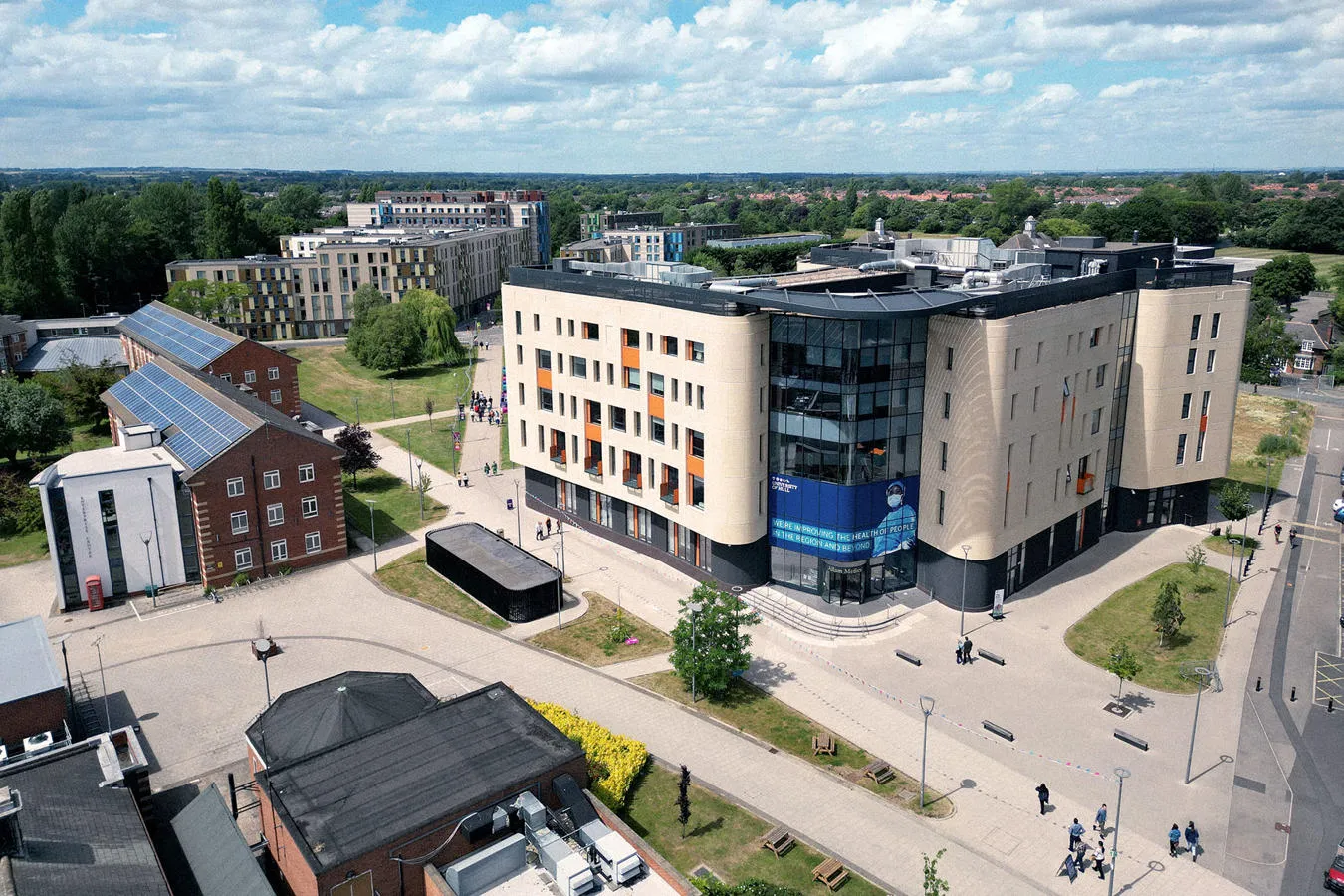 Ariel view of Allam Medical Building on Hull University Campus.