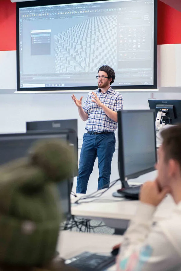 Academic delivering a lecture