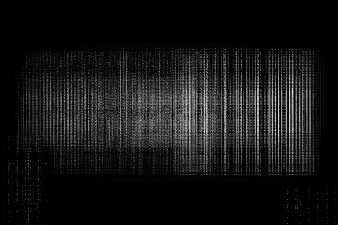 Woven white substance against a black background